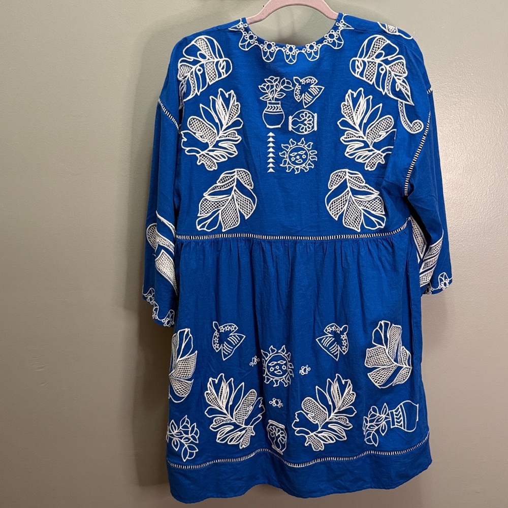 NWT Johnny Was Oversized Jade Barbara Mini Dress in Baleine Blue M - Picture 5 of 9